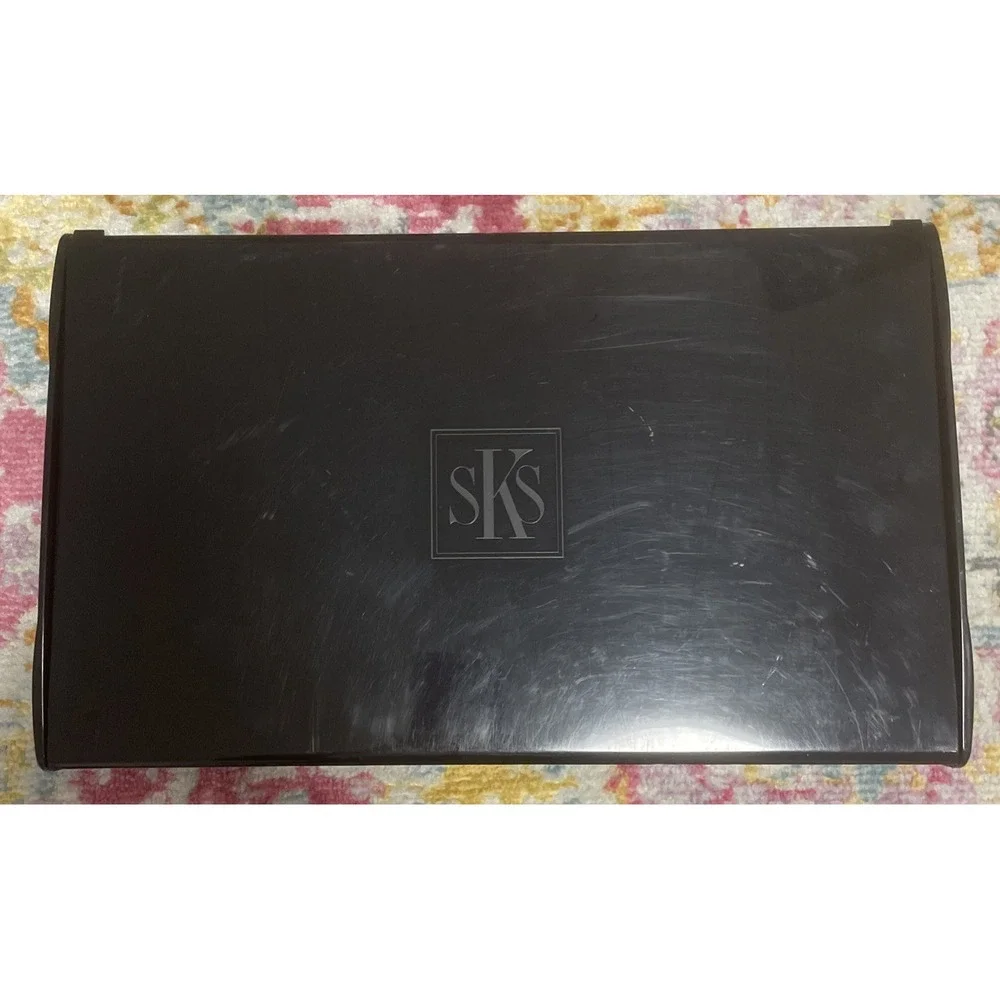Vintage SKS Silver Safe Keeper  Jewelry Organizer Box Black Lacquer